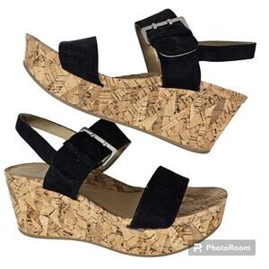 Andrew Geller "Jolene" Black Wedge Sandals 8.5 M